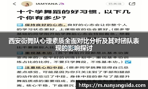 西安街舞队心理素质全面对比分析及其对团队表现的影响探讨